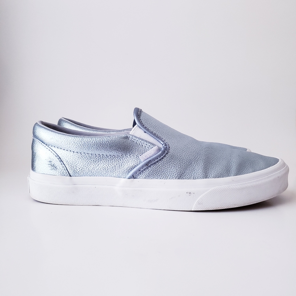 Vans Metallic Light Blue Classic Slip-on Shoes - Picture 3 of 14
